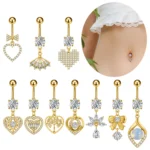 316L Surgical Steel CZ Flower Belly Button Ring For Navel Piercing