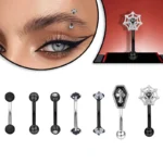 316L Surgical Steel CZ Skull Eyebrow Ring For Eyebrow Piercing