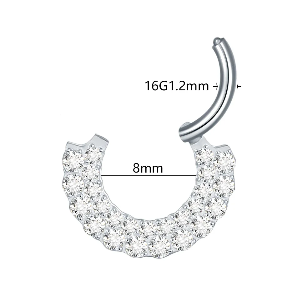ASTM F136 Titanium CZ Nose Ring For Nose Piercing - Image 2