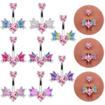 316L Surgical Steel Heart Belly Button Ring For Navel Piercing
