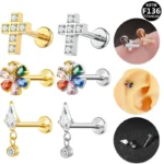 ASTM F136 Titanium 16G Flower Cross Piercing Jewelry
