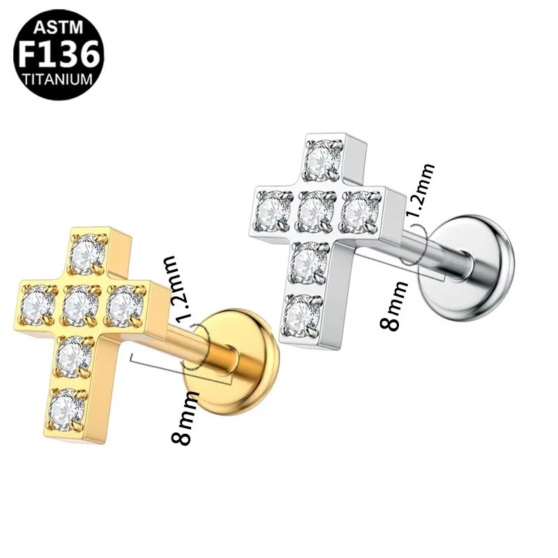 ASTM F136 Titanium 16G Flower Cross Piercing Jewelry - Image 2