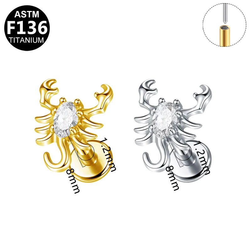 ASTM F136 Titanium 16G Heart Threadless Labret Stud For Lip, Cartilage Or Tragus Piercing - Image 2