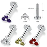 ASTM F136 Titanium Internally Threaded Labret Stud For Lip, Cartilage Or Tragus Piercing