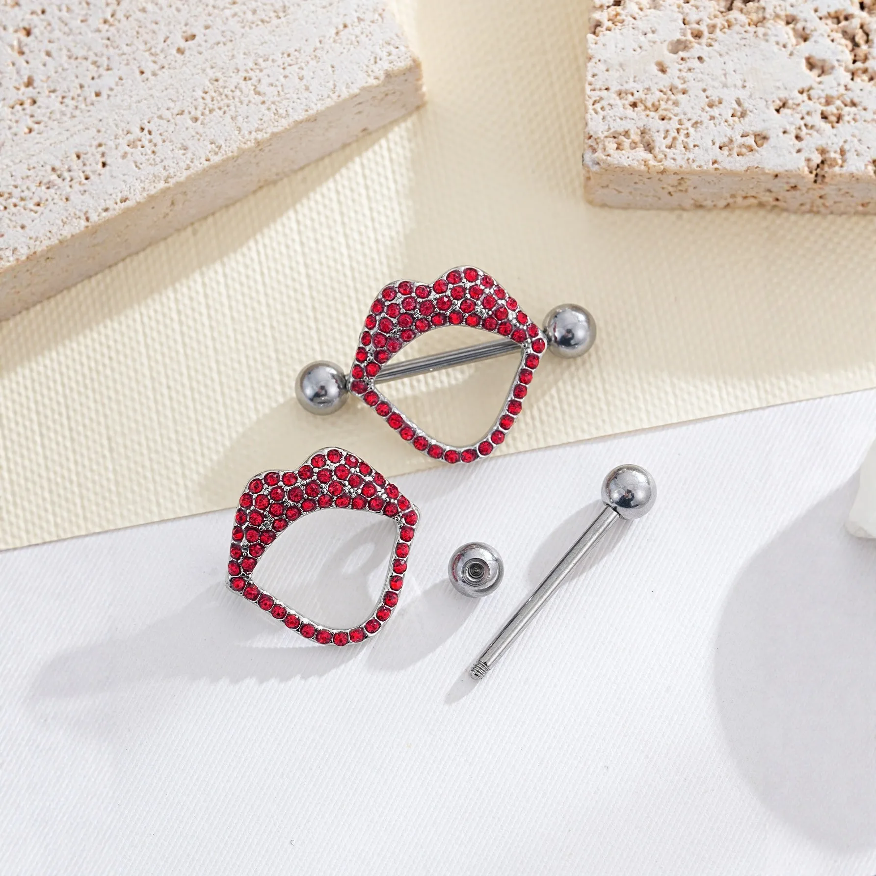 316L Surgical Steel CZ Crystal Nipple Ring For Nipple Piercing - Image 2