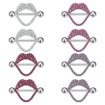 316L Surgical Steel CZ Crystal Nipple Ring For Nipple Piercing