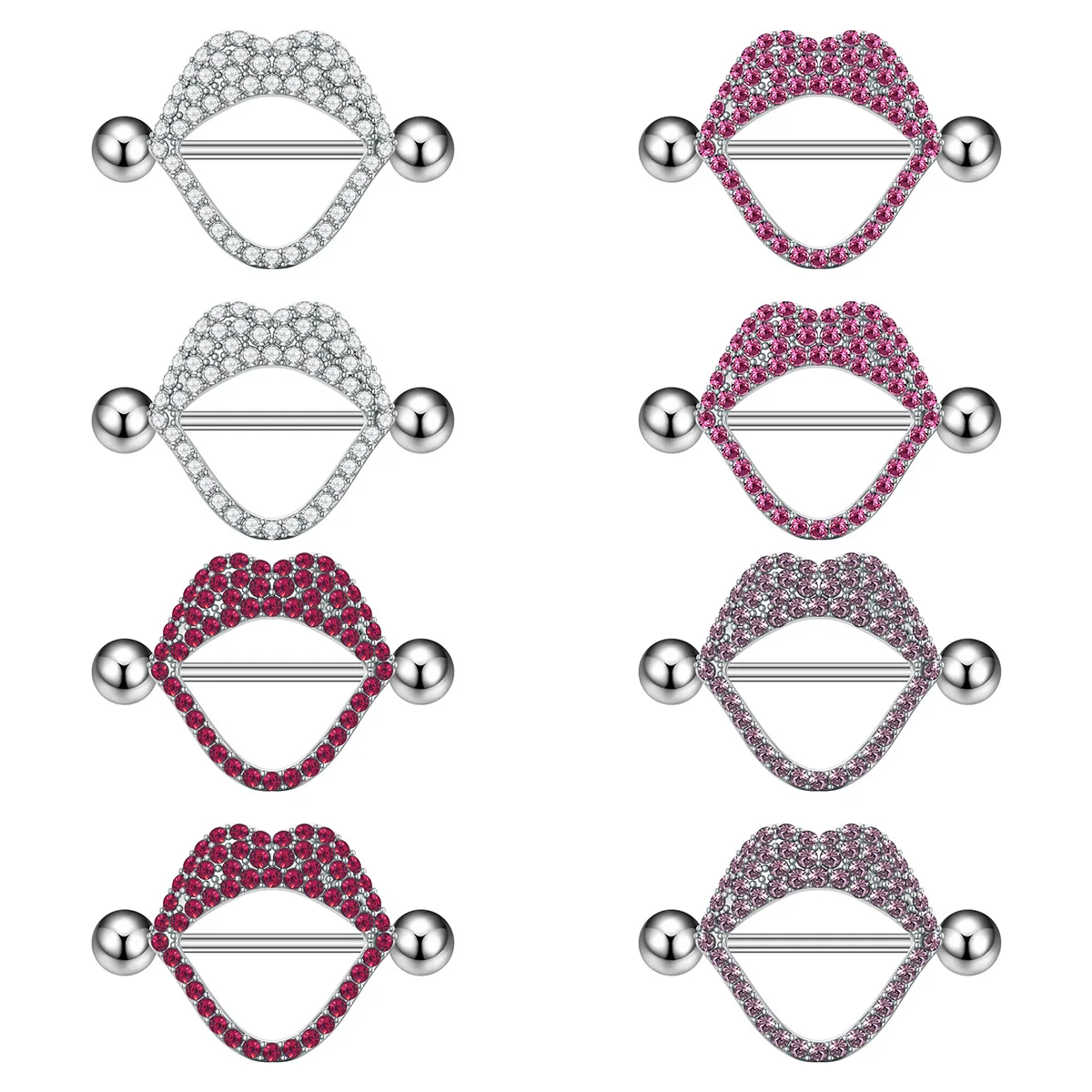 316L Surgical Steel CZ Crystal Nipple Ring For Nipple Piercing