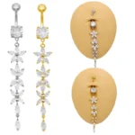 316L Surgical Steel CZ Butterfly Belly Button Ring For Navel Piercing