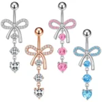 316L Surgical Steel CZ Butterfly Belly Button Ring For Navel Piercing