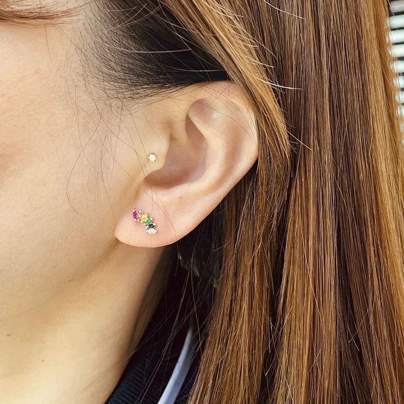 10K Solid Gold Bow Cartilage Stud For Cartilage Or Helix Piercing - Image 2