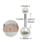 316L Surgical Steel Pearl Belly Button Ring For Navel Piercing