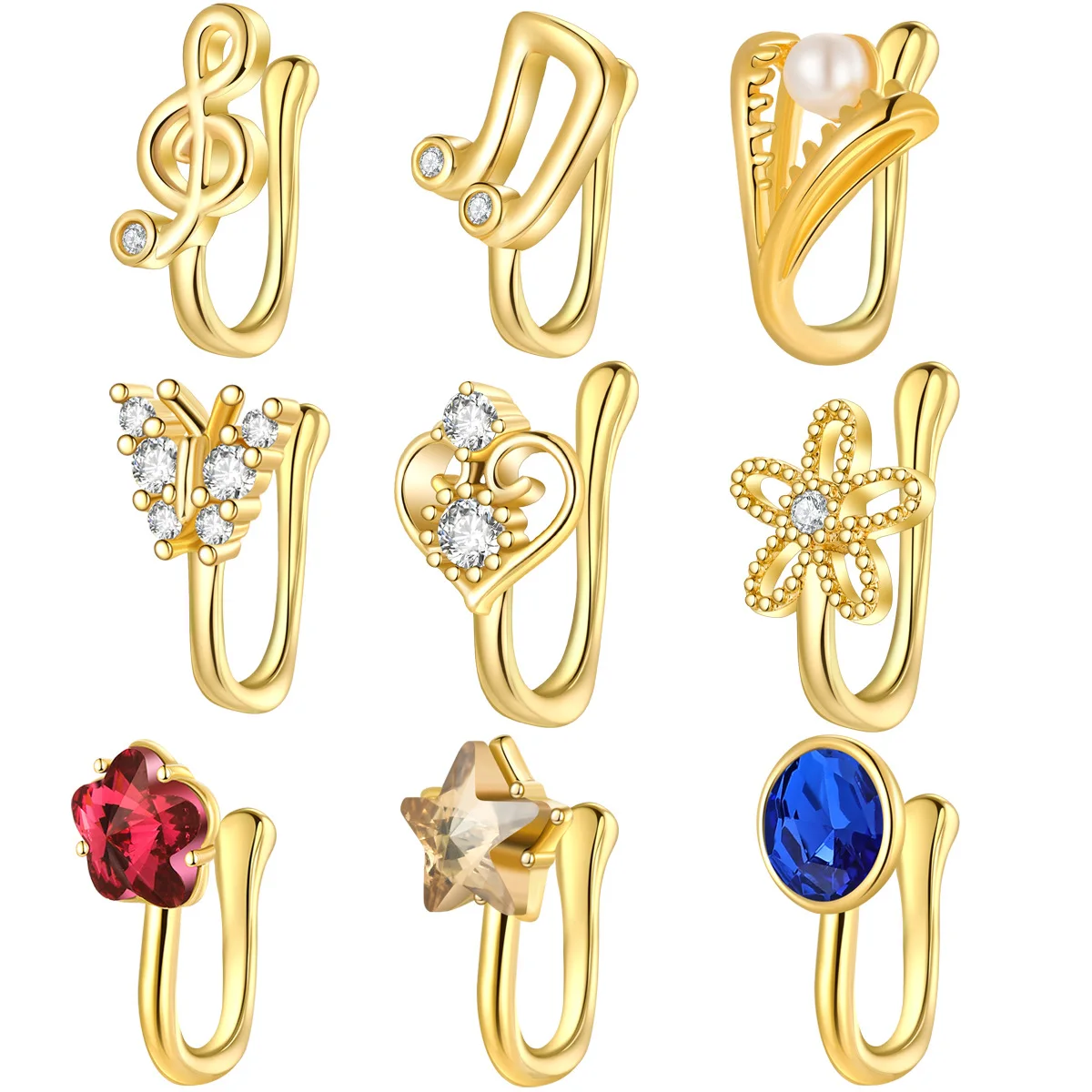 Fake CZ Nose Ring For Nose Piercing
