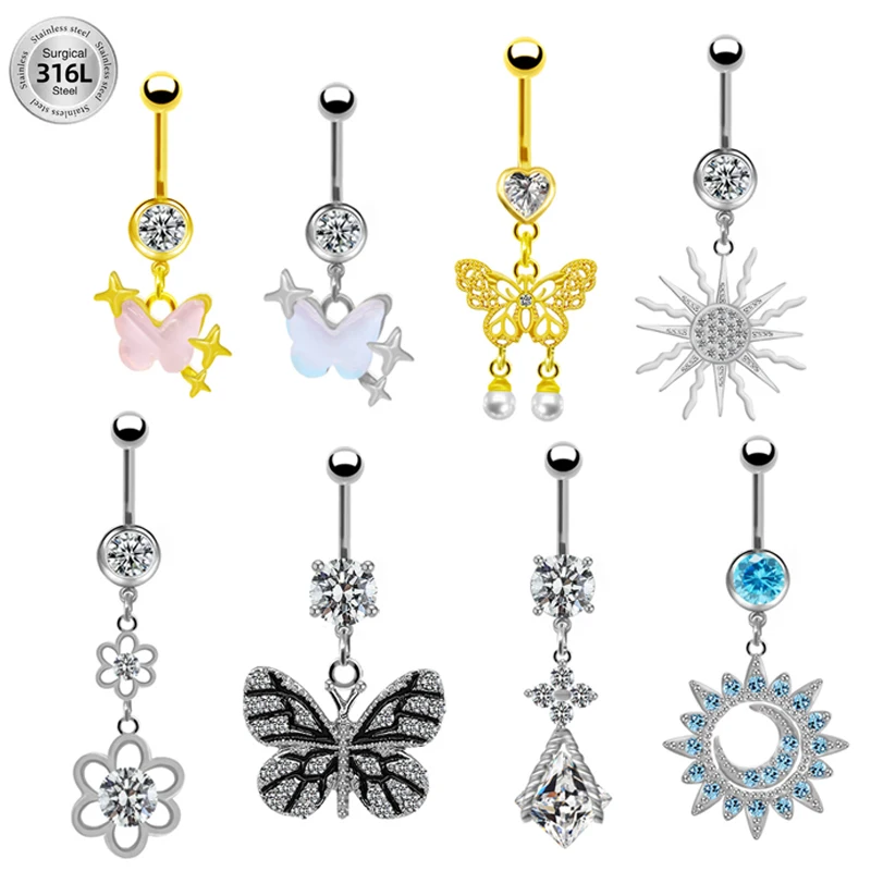 316L Surgical Steel 14G Belly Button Ring For Navel Piercing