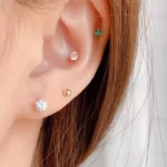 14K Solid Gold Cartilage Stud For Cartilage Or Helix Piercing