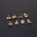 316L Surgical Steel 16G Flower Heart Cartilage Stud For Cartilage Or Helix Piercing