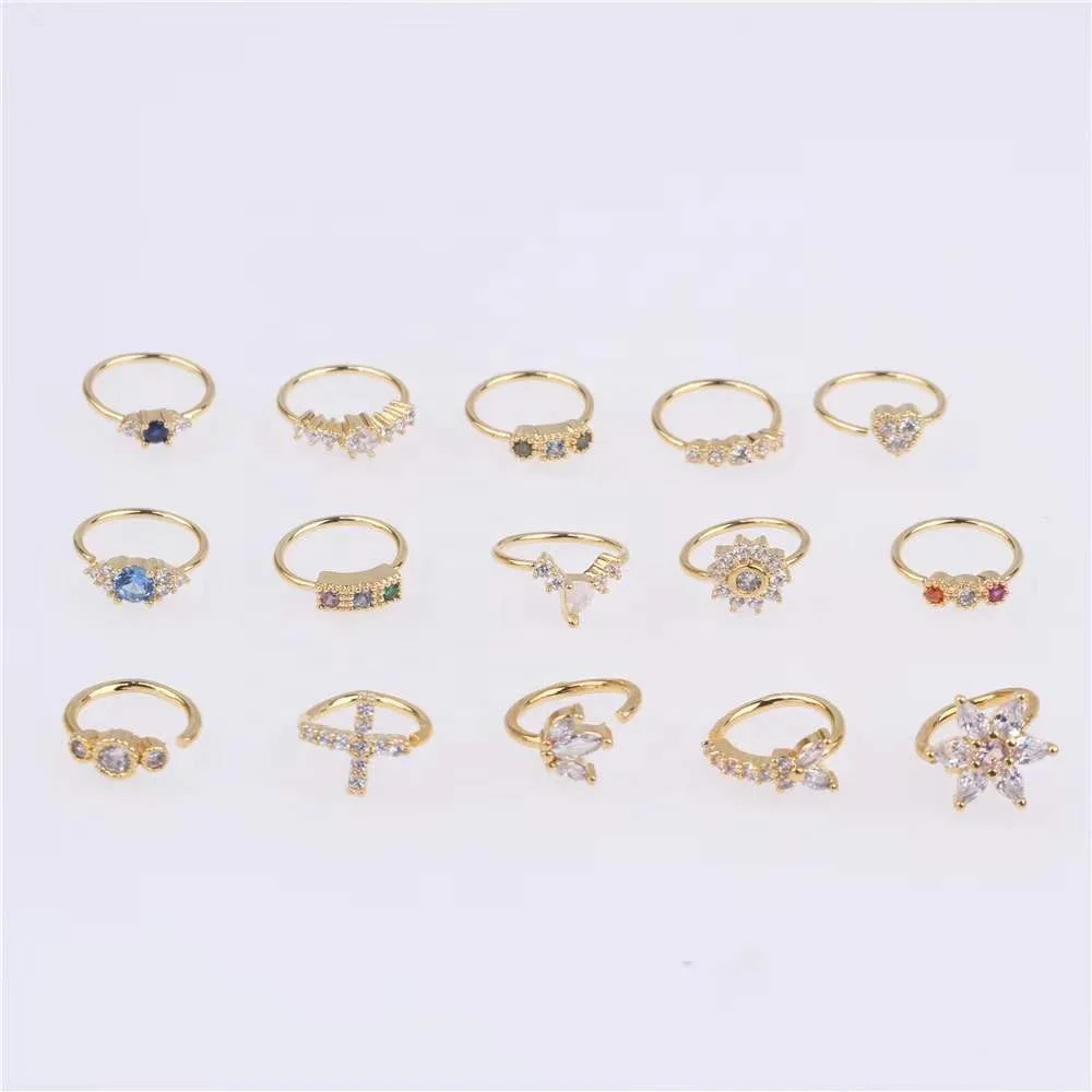 18K Solid Gold Butterfly Heart Nose Ring For Nose Piercing - Image 2