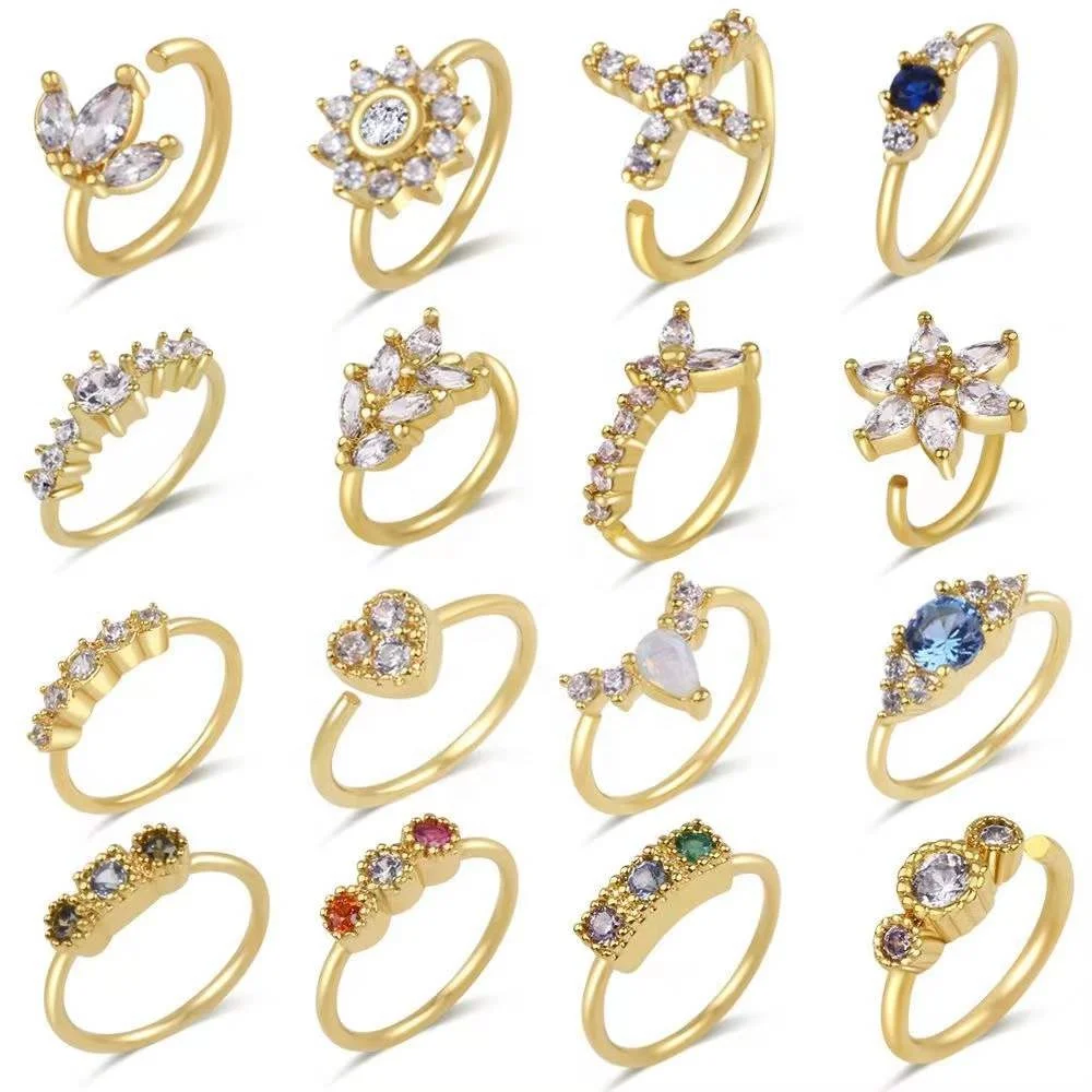 18K Solid Gold Butterfly Heart Nose Ring For Nose Piercing