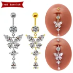 316L Surgical Steel Butterfly Belly Button Ring For Navel Piercing