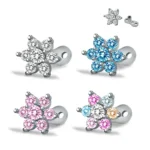 316L Surgical Steel Crystal Flower Dermal Anchor For Dermal Piercing