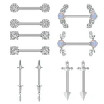 316L Surgical Steel Opal CZ Nipple Ring For Nipple Piercing