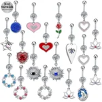 316L Surgical Steel Heart Belly Button Ring For Navel Piercing