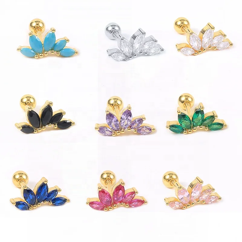 925 Silver Flower Piercing Earring For Ear Piercing