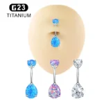 ASTM F136 Titanium Opal Belly Button Ring For Navel Piercing