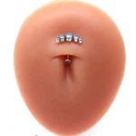 ASTM F136 Titanium Crystal Belly Button Ring For Navel Piercing