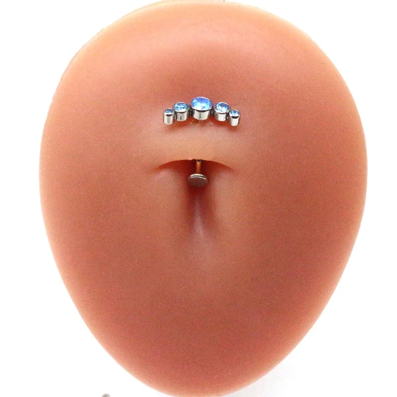 ASTM F136 Titanium Crystal Belly Button Ring For Navel Piercing