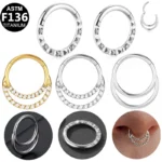 ASTM F136 Titanium Flower Snake Segment Clicker Ring For Septum Or Nose Piercing