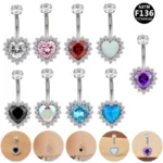 ASTM F136 Titanium Heart Belly Button Ring For Navel Piercing