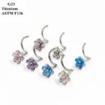 ASTM F136 Titanium Opal Nose Stud For Nose Piercing