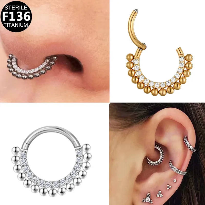 ASTM F136 Titanium CZ Nose Ring For Nose Piercing - Image 2