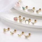 316L Surgical Steel CZ Cartilage Stud For Cartilage Or Helix Piercing