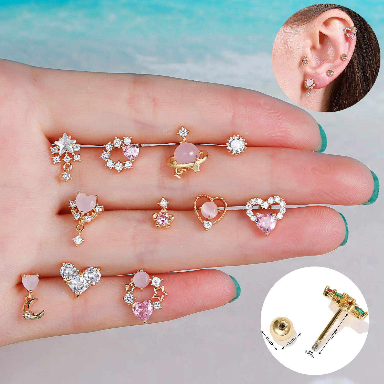 316L Surgical Steel Cartilage Stud For Cartilage Or Helix Piercing