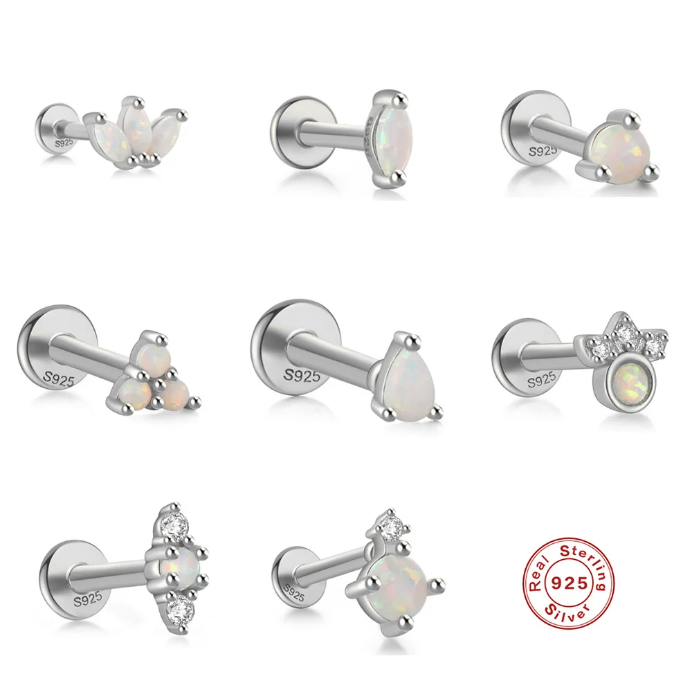 925 Silver Opal CZ Piercing Earring For Ear Piercing - Image 2