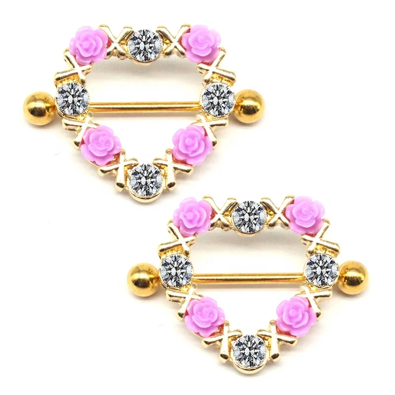 316L Surgical Steel 14G Flower Heart Piercing Jewelry - Image 2