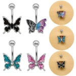 316L Surgical Steel Butterfly Belly Button Ring For Navel Piercing