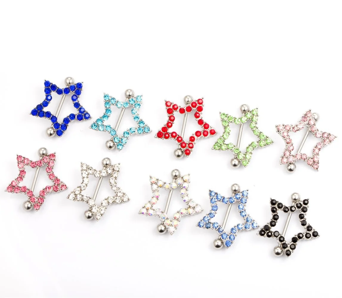 316L Surgical Steel Star Nipple Ring For Nipple Piercing