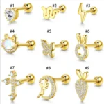 316L Surgical Steel Cross Snake Cartilage Stud For Cartilage Or Helix Piercing