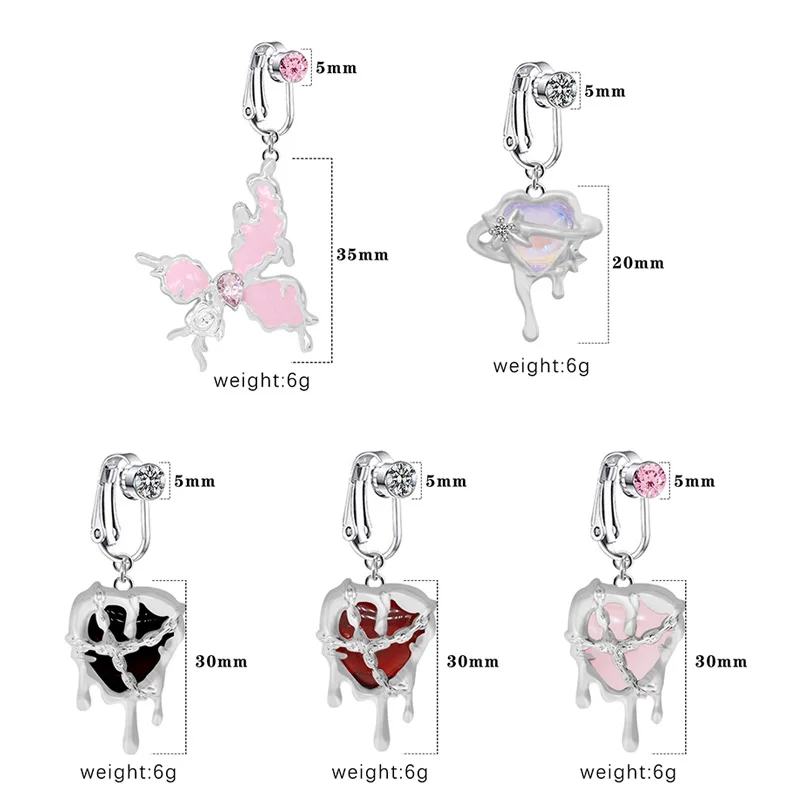 Fake Butterfly Heart Belly Button Ring For Navel Piercing - Image 2