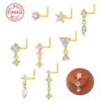 925 Silver L-shaped Nose Stud For Nose Piercing