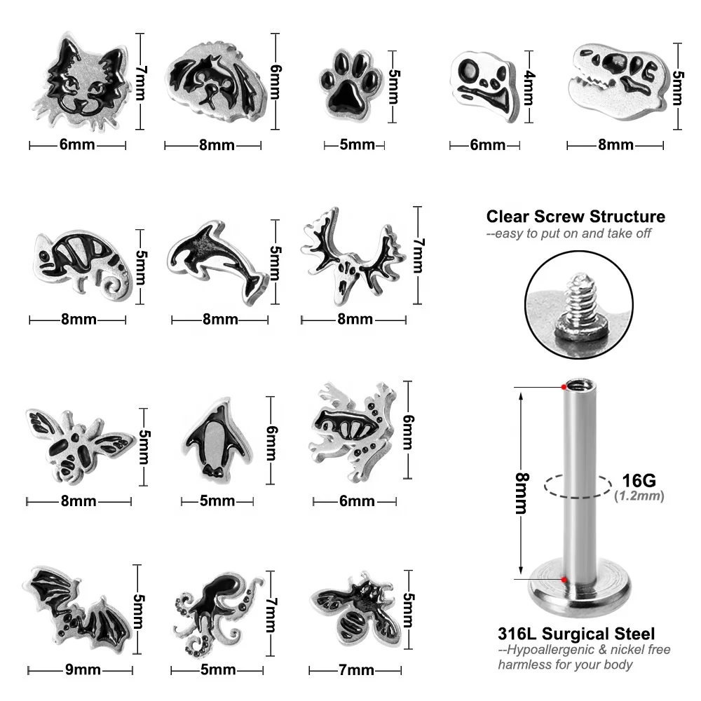 316L Surgical Steel Flat Back Stud For Cartilage, Helix Or Lip Piercing - Image 2