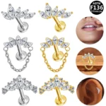 ASTM F136 Titanium Internally Threaded Labret Stud For Lip, Cartilage Or Tragus Piercing