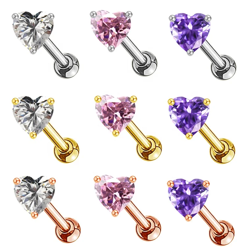 316L Surgical Steel Heart Piercing Earring For Ear Piercing - Image 2