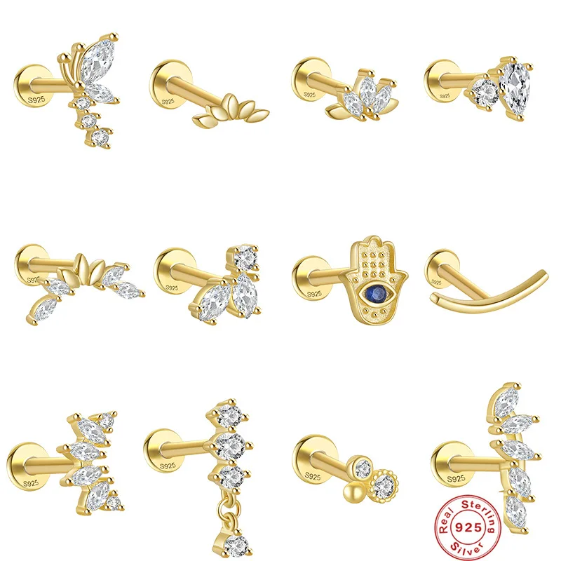 925 Silver CZ Cartilage Stud For Cartilage Or Helix Piercing