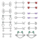 316L Surgical Steel Butterfly Nipple Ring For Nipple Piercing