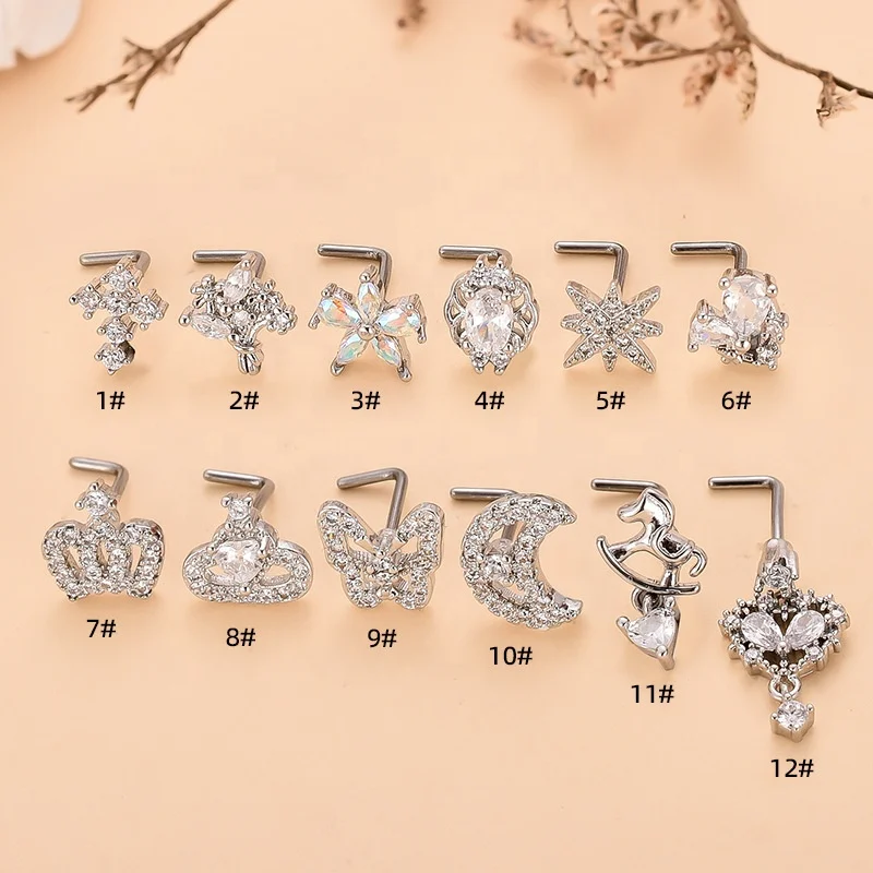 316L Surgical Steel 20G Butterfly Moon Nose Stud For Nose Piercing - Image 2