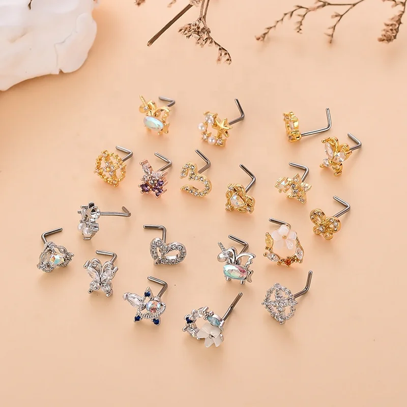 316L Surgical Steel Butterfly Heart Nose Stud For Nose Piercing