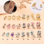 316L Surgical Steel Flower Heart Cartilage Stud For Cartilage Or Helix Piercing
